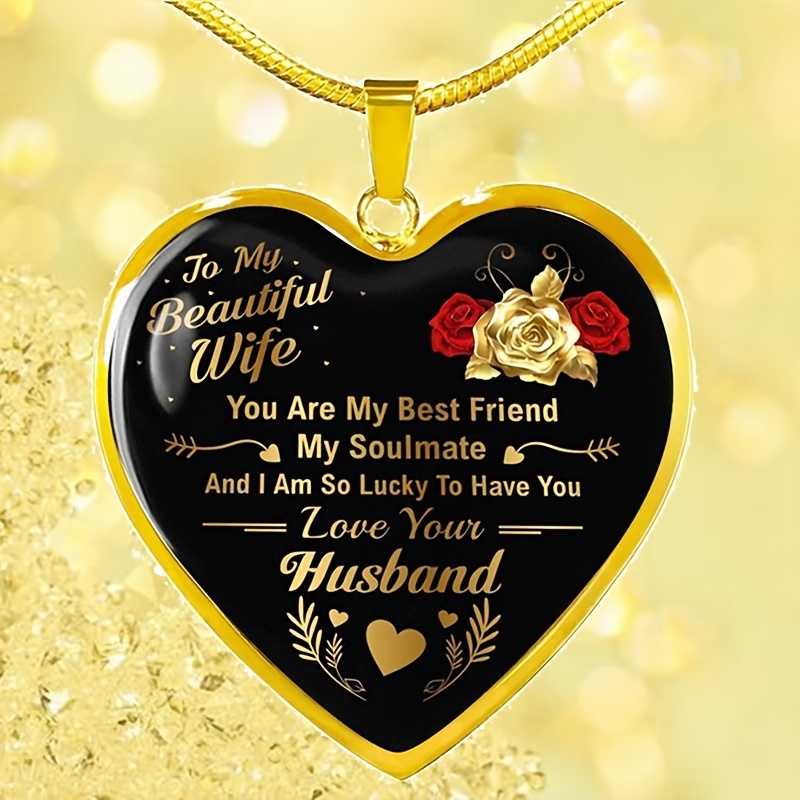 Heart Pendant Necklace To Wife Anniversary Birthday Gift